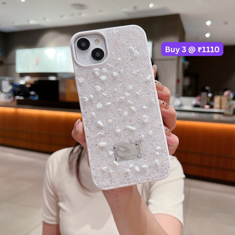 Diamond Studded Pattern Glittery Phone Case - iPhone 16