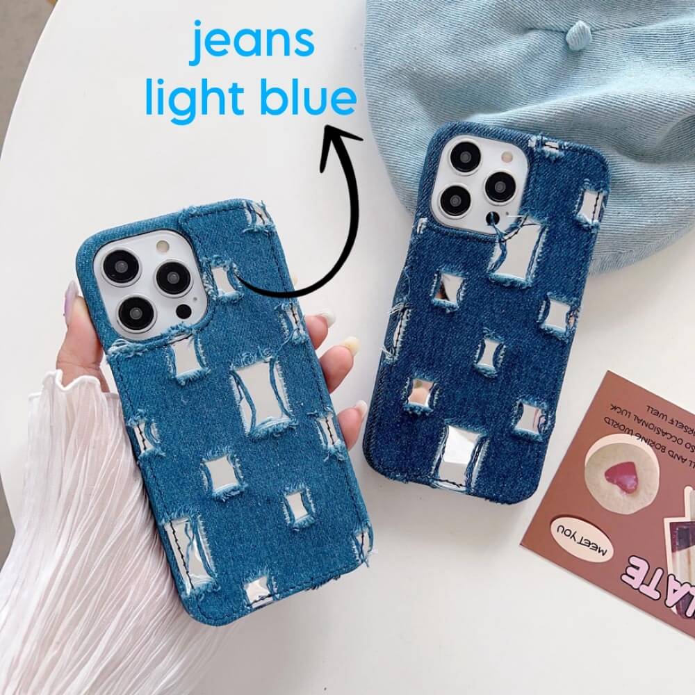 Distressed Denim Fashion Jeans Case - iPhone 14 Pro