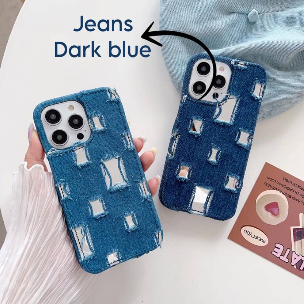 Distressed Denim Fashion Jeans Case - iPhone 14 Pro
