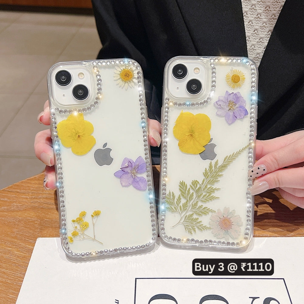 Dried Real Flowers Aesthetic Transparent Phone Case - iPhone 15 Pro Max