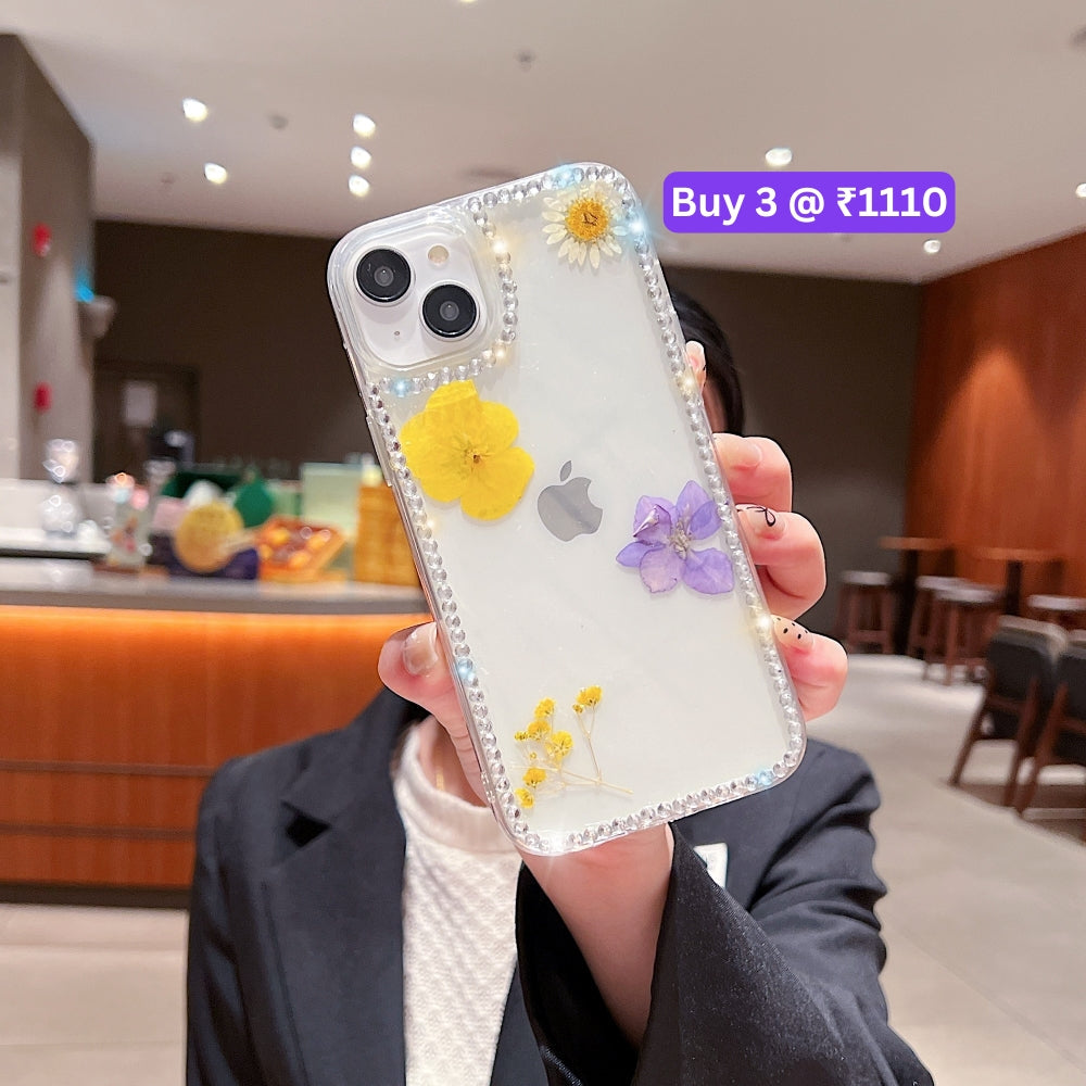 Dried Real Flowers Aesthetic Transparent Phone Case - iPhone 15 Pro Max