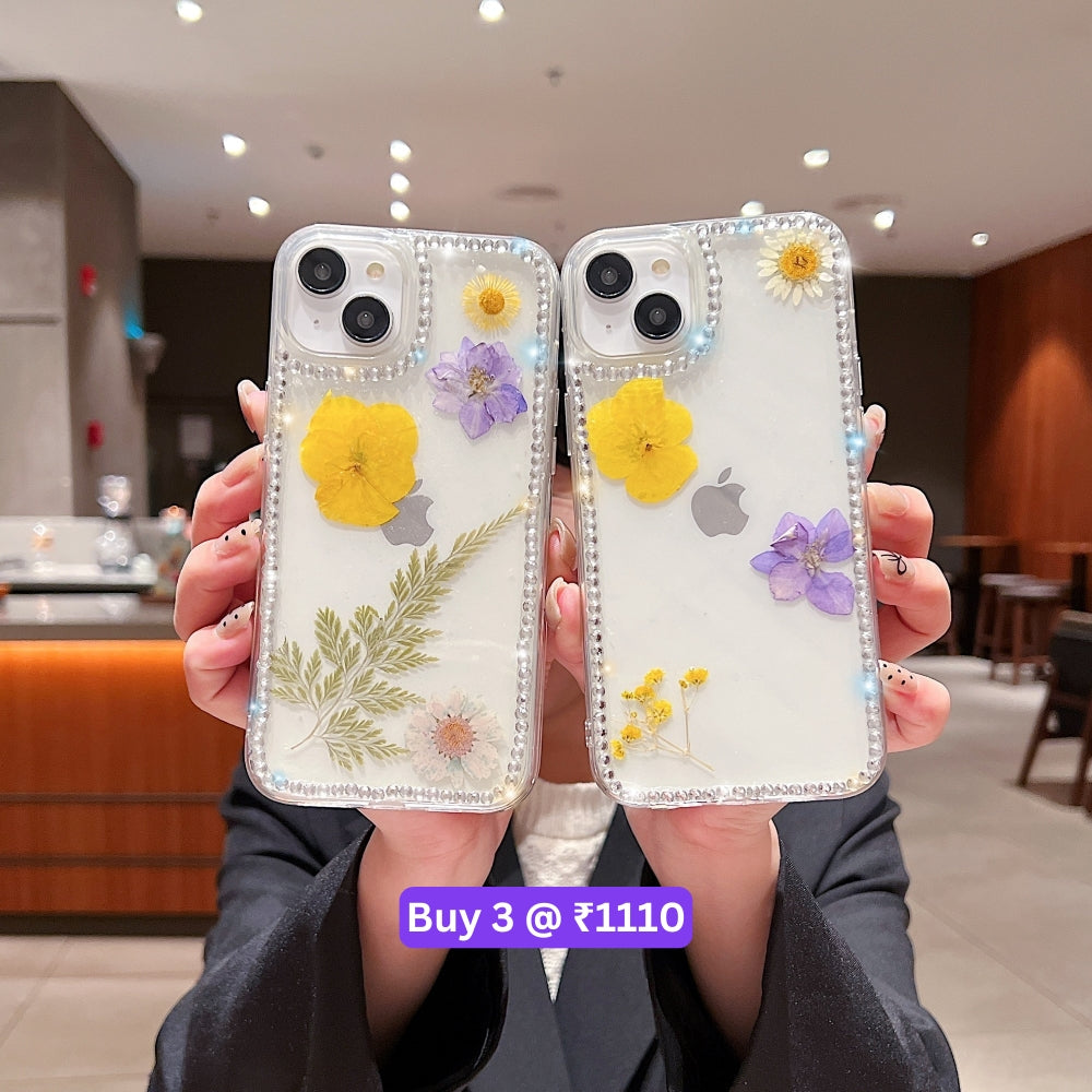 Dried Real Flowers Aesthetic Transparent Phone Case - iPhone 15 Pro Max