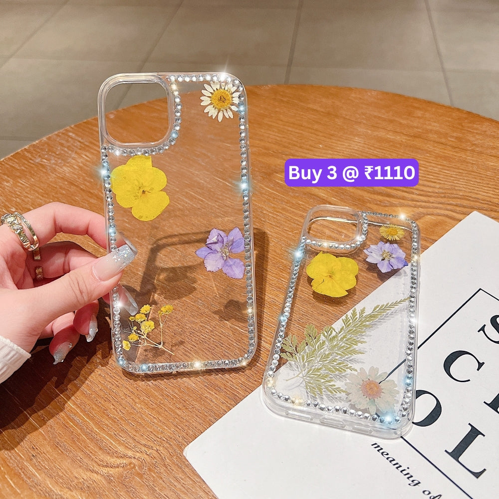 Dried Real Flowers Aesthetic Transparent Phone Case - iPhone 15 Pro Max