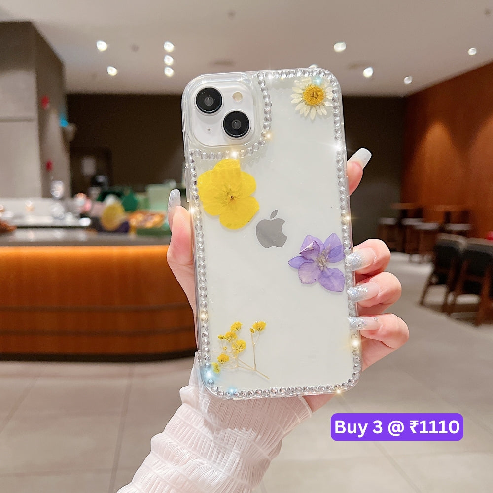Dried Real Flowers Aesthetic Transparent Phone Case - iPhone 15 Pro Max