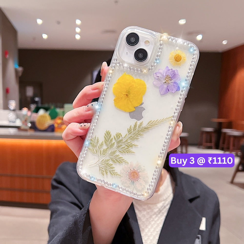 Dried Real Flowers Aesthetic Transparent Phone Case - iPhone 15 Pro Max