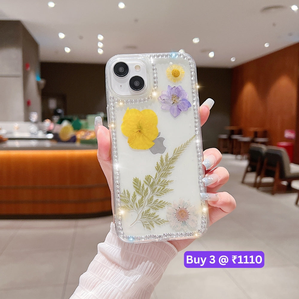 Dried Real Flowers Aesthetic Transparent Phone Case - iPhone 15 Pro Max