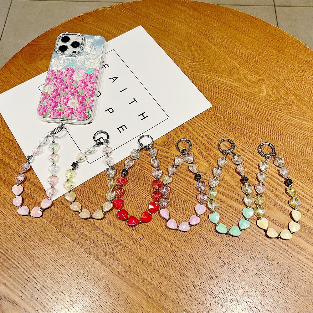 Dual Color Heart Shape Beaded Phone Charm | Keychain | Handbag Charm