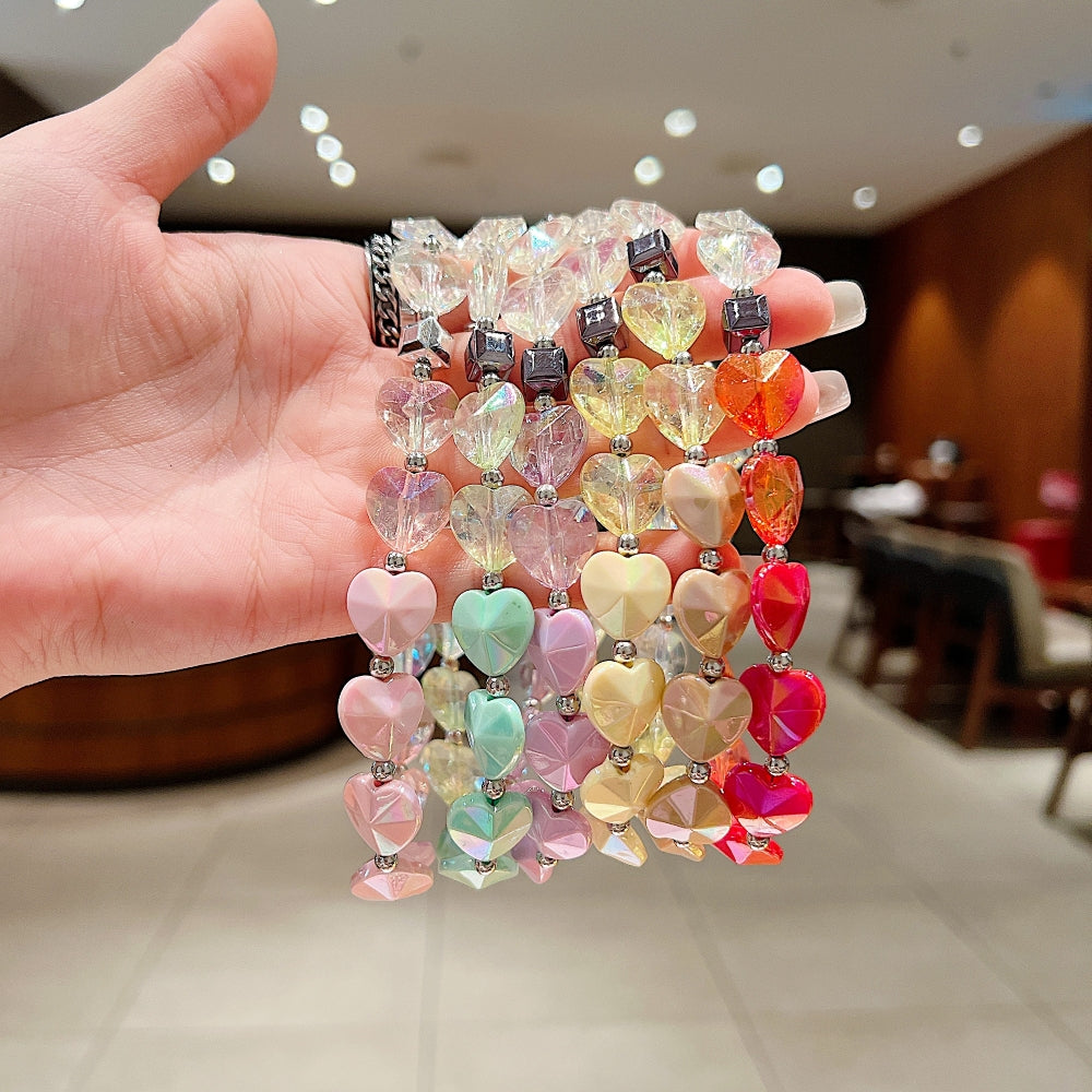 Dual Color Heart Shape Beaded Phone Charm | Keychain | Handbag Charm