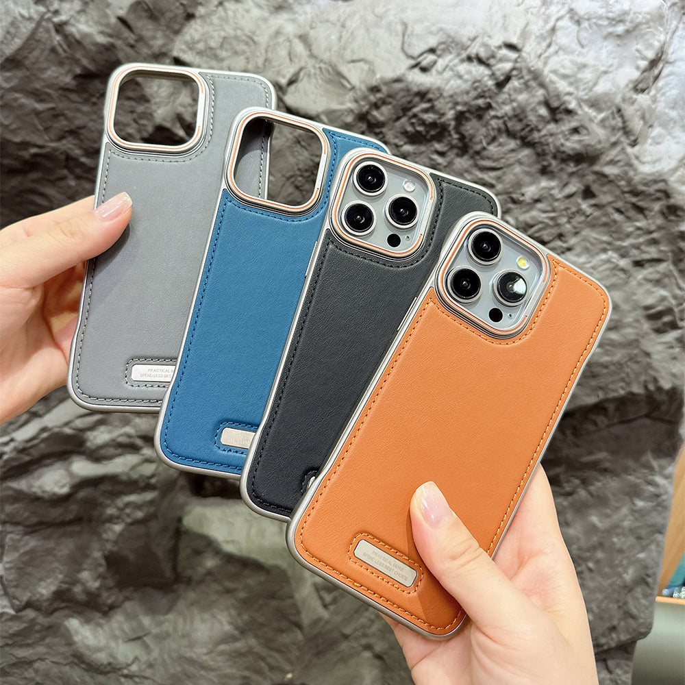 Electroplated Chrome PU Leather Phone Case - iPhone 15