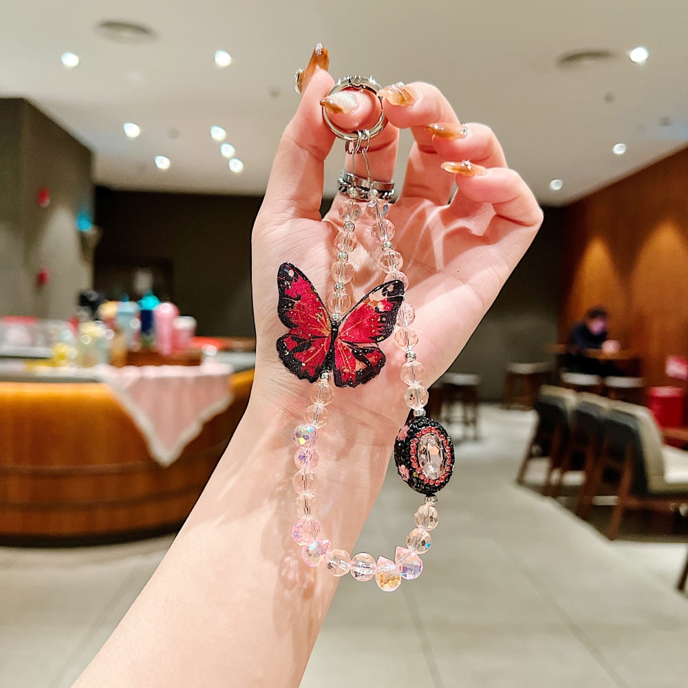 Elegant Glitter Butterfly Bead Phone Charm | Keychain | Handbag Charm