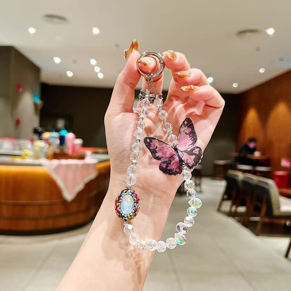 Elegant Glitter Butterfly Bead Phone Charm | Keychain | Handbag Charm