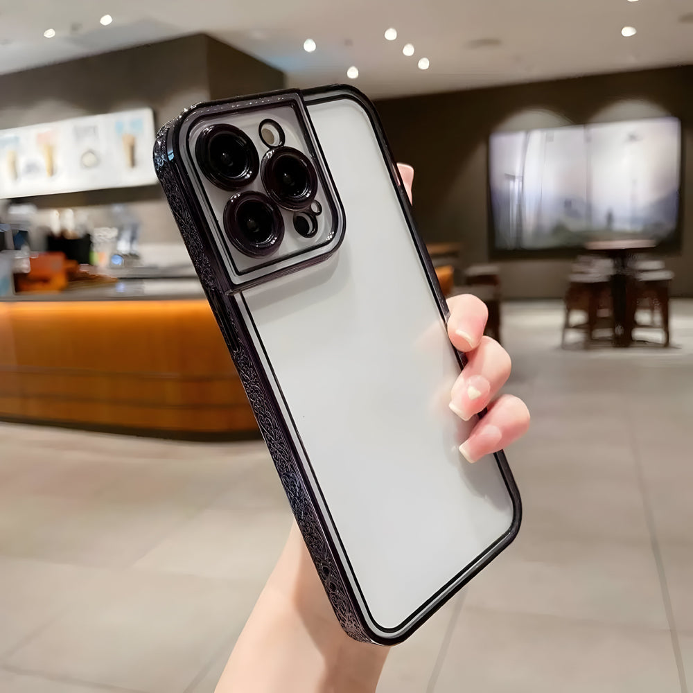 Electroplated Case Transparent Embossed - iPhone 13 Pro