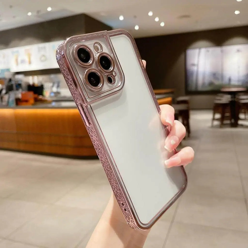 Electroplated Case Transparent Embossed - iPhone 13 Pro