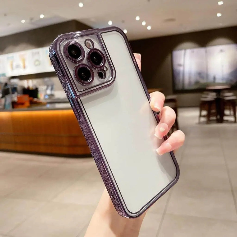 Electroplated Case Transparent Embossed - iPhone 12 Pro