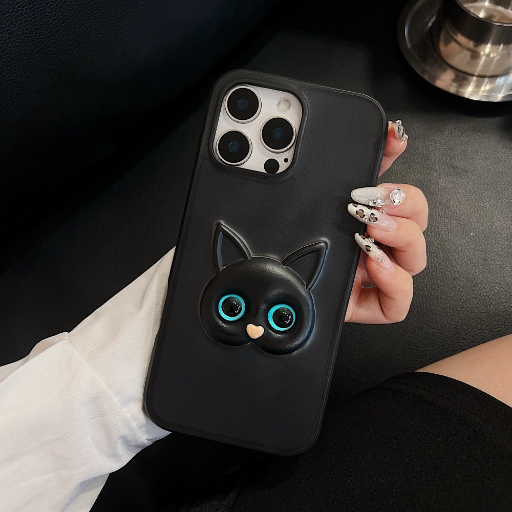 Embossed Panda | 3D Eye Cat TPU (Soft) Phone Case - iPhone 14 Plus