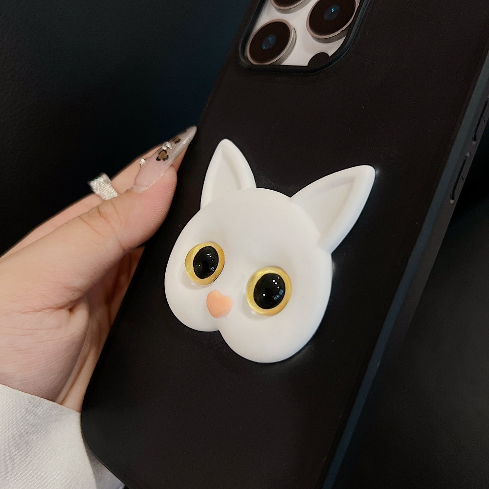Embossed Panda | 3D Eye Cat TPU (Soft) Phone Case - iPhone 14 Plus
