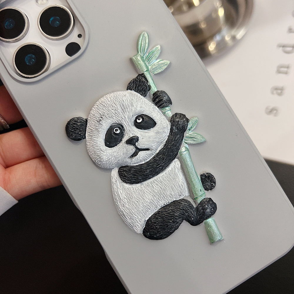 Embossed Panda | 3D Eye Cat TPU (Soft) Phone Case - iPhone 14 Plus
