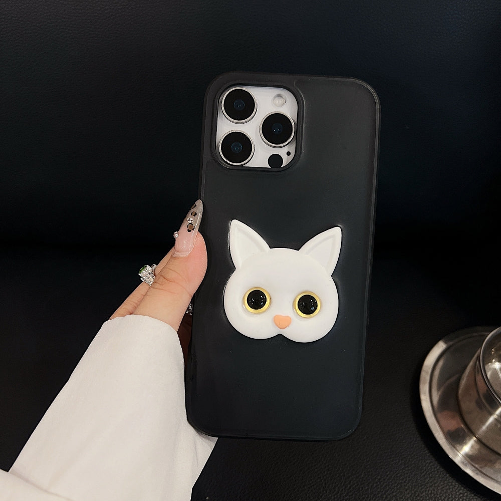Embossed Panda | 3D Eye Cat TPU (Soft) Phone Case - iPhone 14 Plus