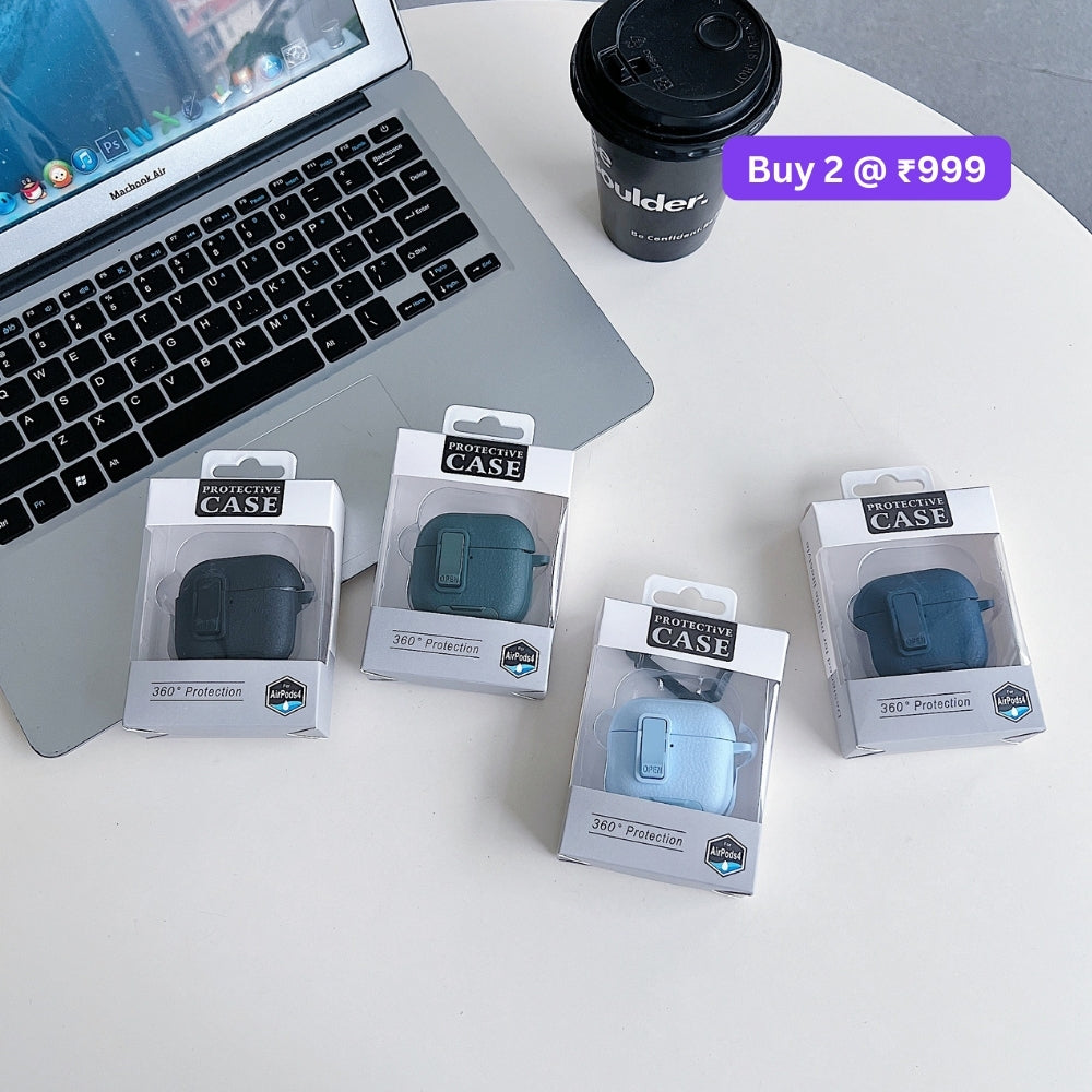 Fashion PU Leather Airpod Protective Case with Keychain Hook for Airpod Pro 2 | Airpod 4