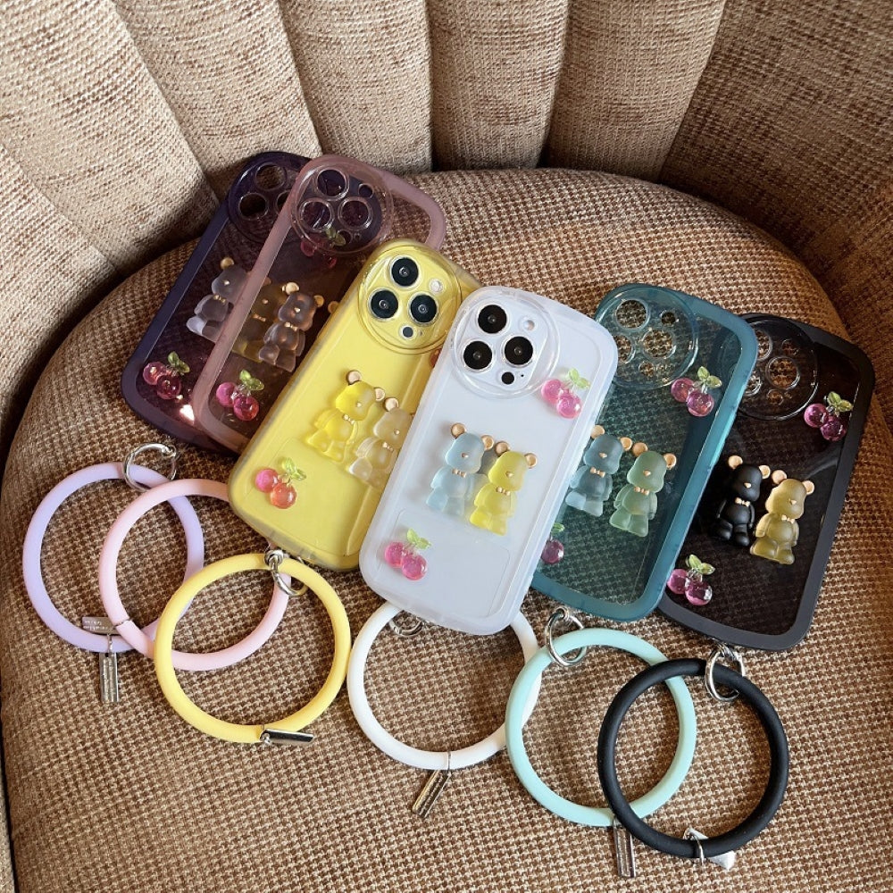 Fashion Bear Cartoon Ornament Bracelet Color Transparent Tpu Cover - iPhone 12 Pro