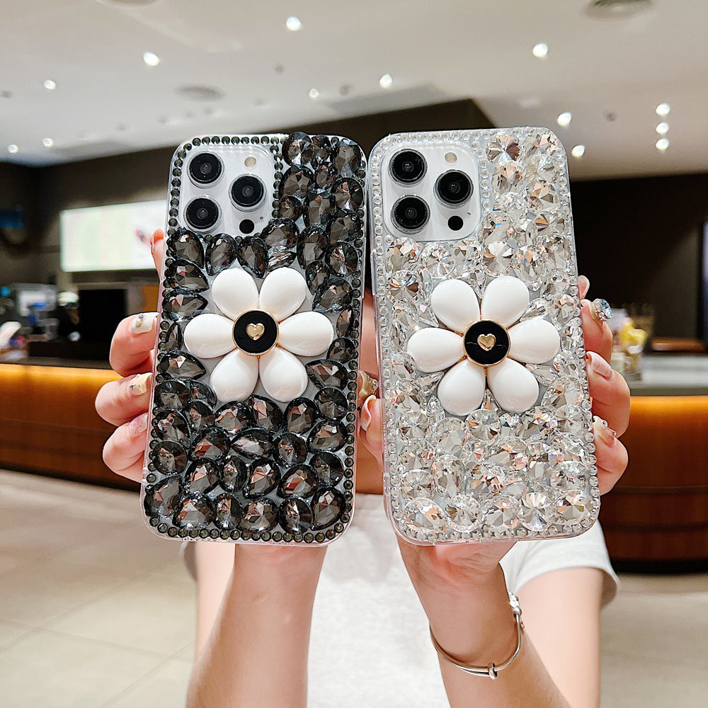 Handmade Flower Decor Glitter Diamond Case - iPhone 12 Pro