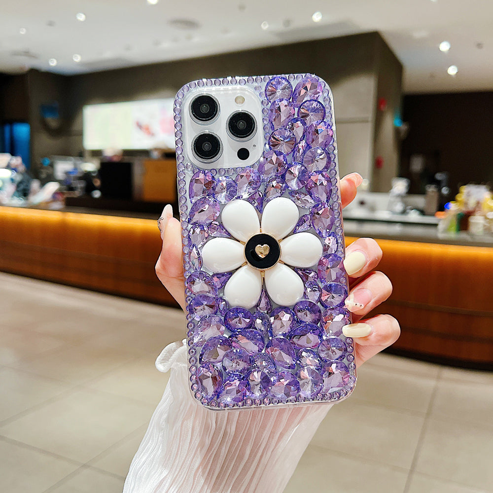 Handmade Flower Decor Glitter Diamond Case - iPhone 12 Pro
