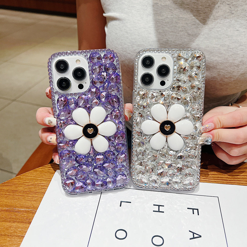Handmade Flower Decor Glitter Diamond Case - iPhone 12 Pro