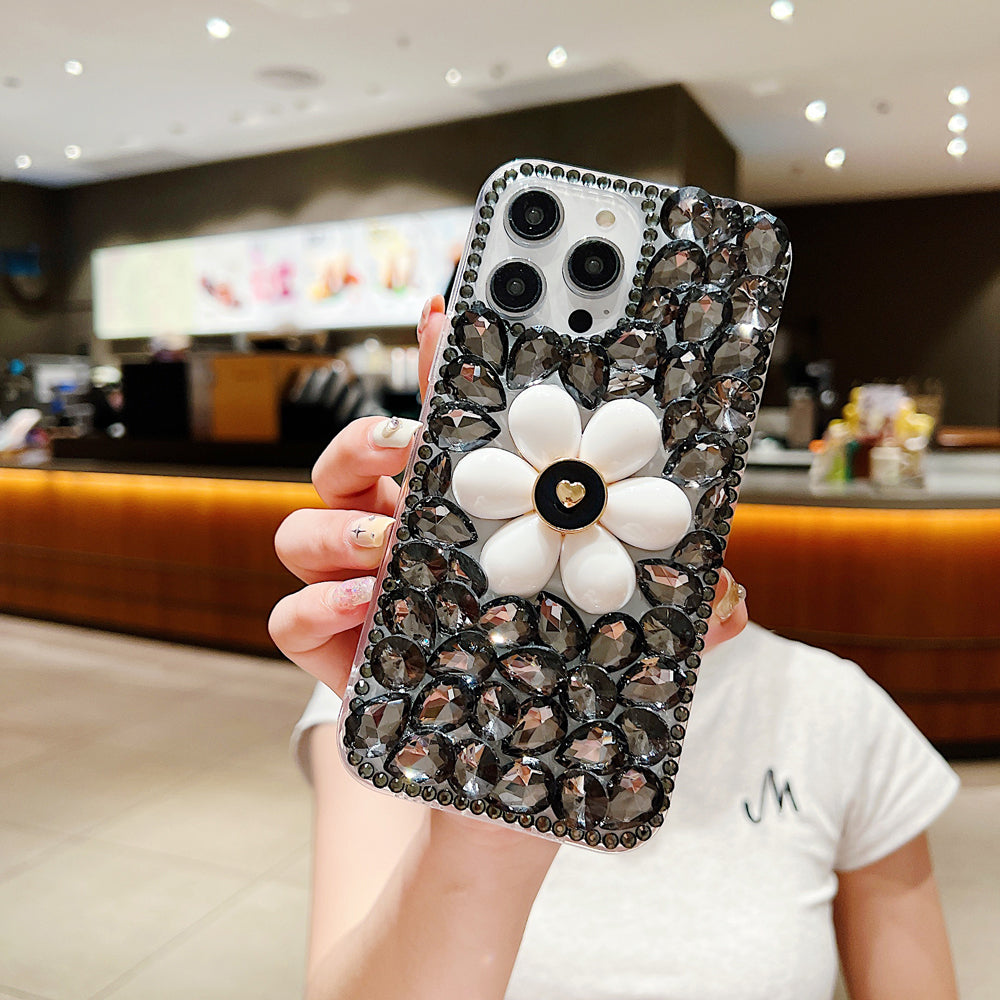 Handmade Flower Decor Glitter Diamond Case - iPhone 12 Pro