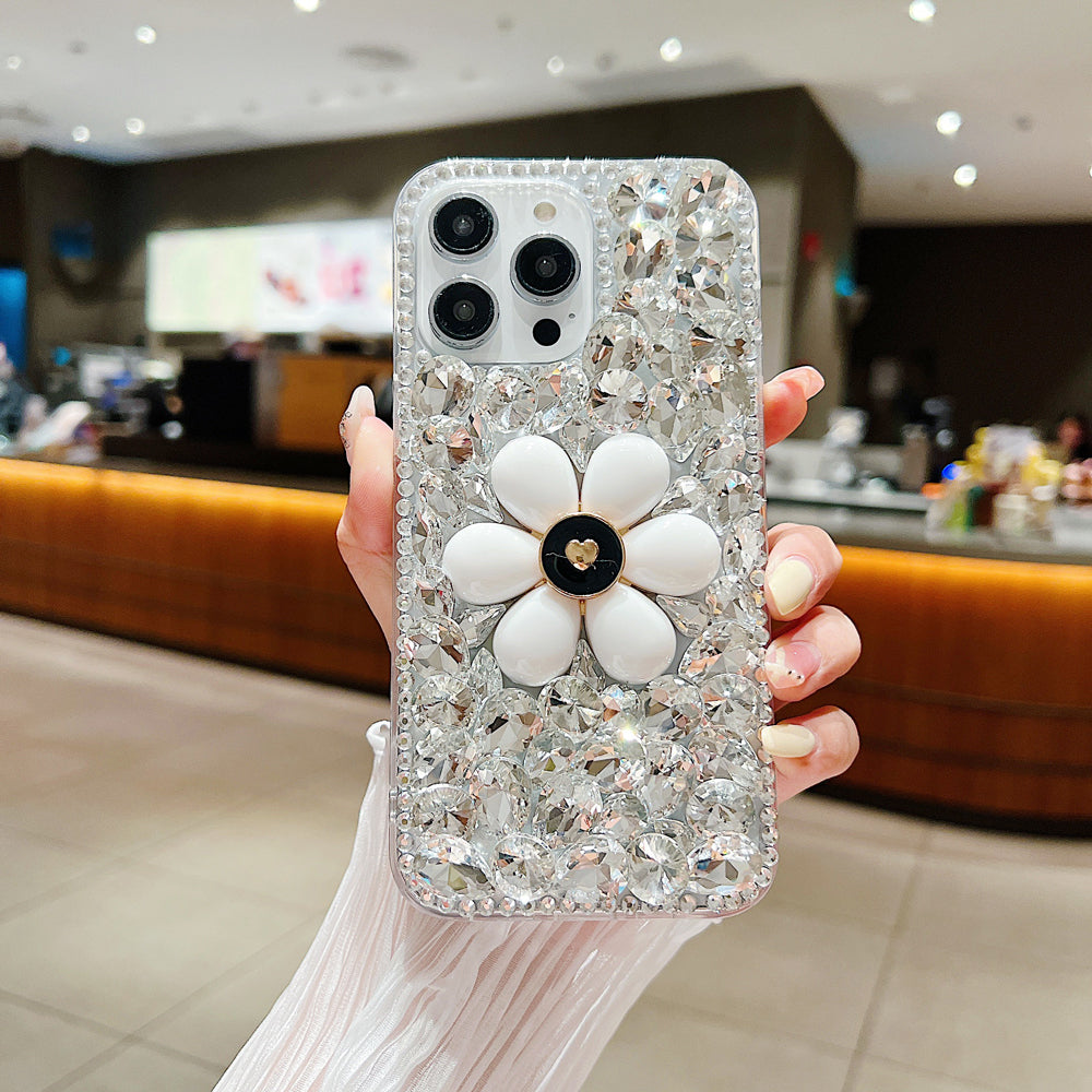 Handmade Flower Decor Glitter Diamond Case - iPhone 12 Pro