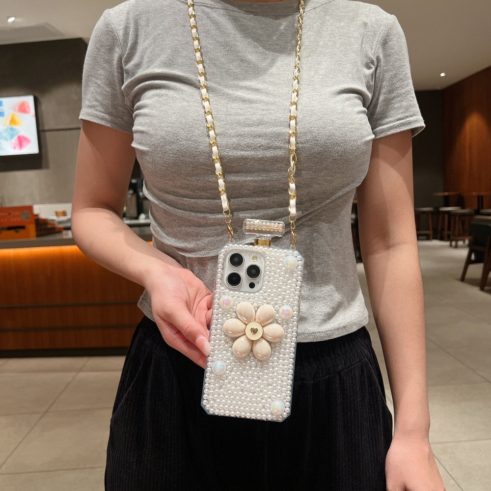 Flower Pearly Perfume Bottle Handmade Soft Phone Case
