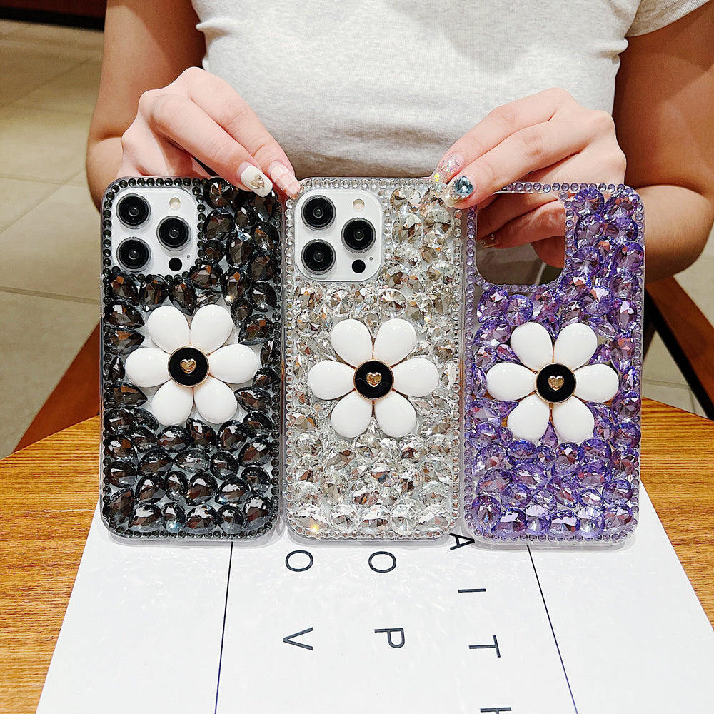 Handmade Flower Decor Glitter Diamond Case - Samsung S21FE