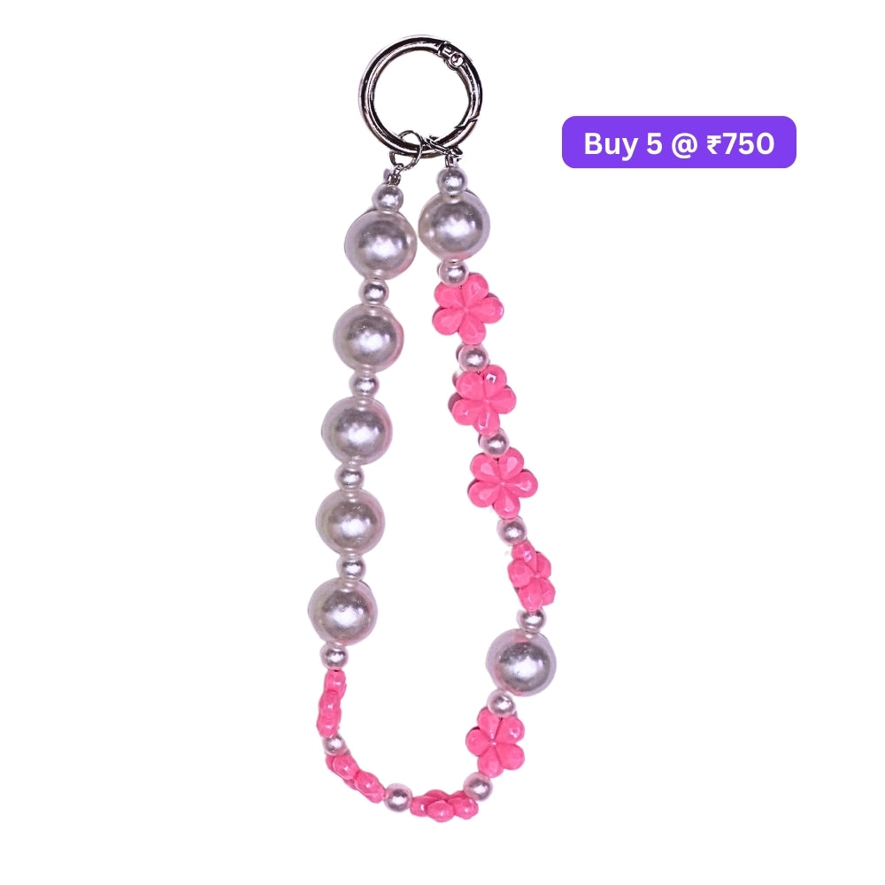 Flower and Pearl Beads Phone Charm | Bracelet