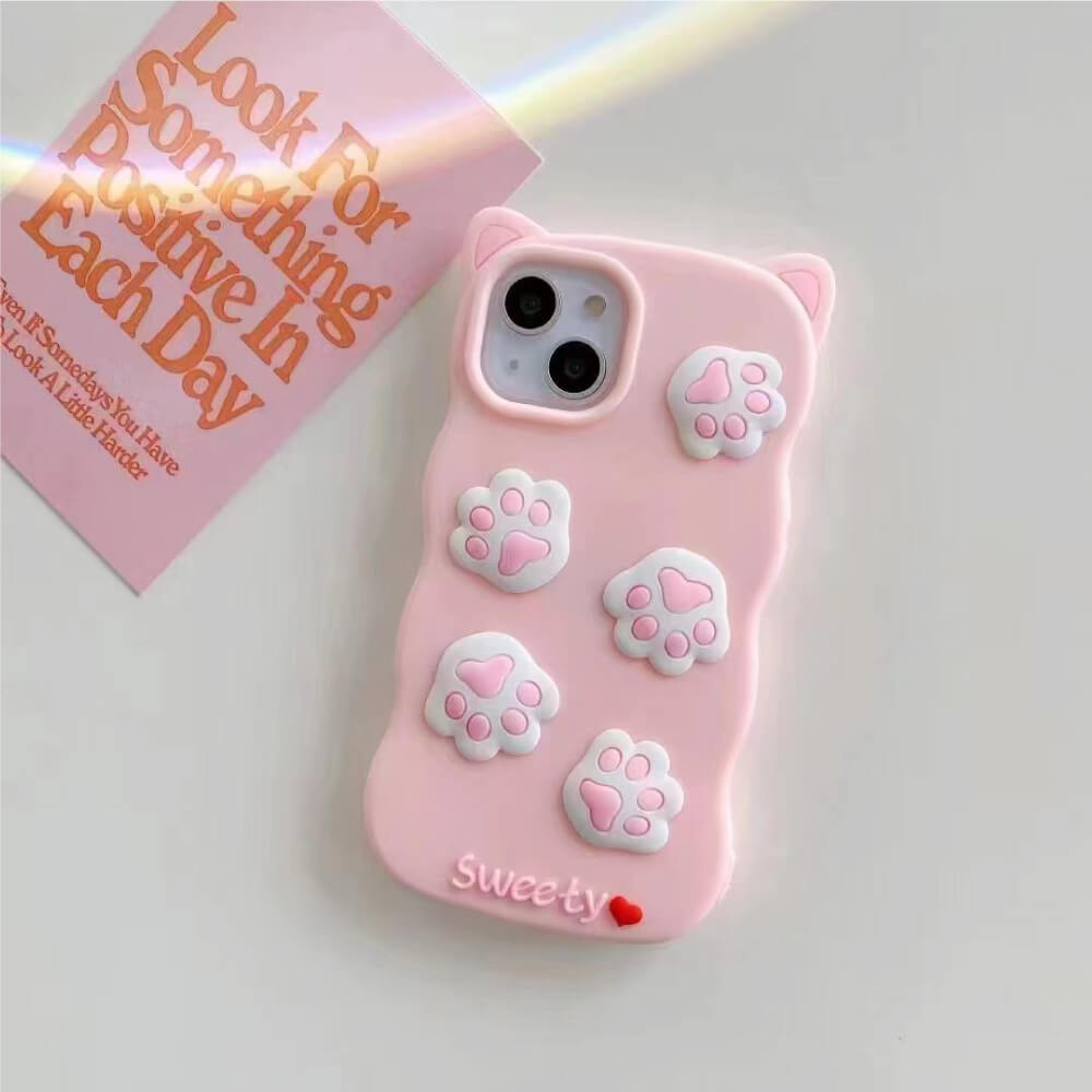 Cat Footprint With Ears Silicone Shockproof Case - iPhone 11 Pro Max