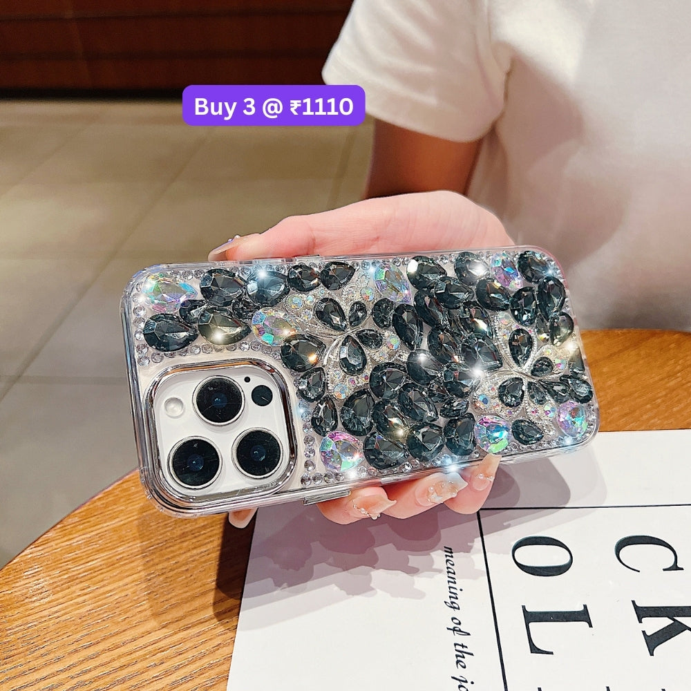 Full Covered Diamond and Butterfly Charm TPU (Soft) Phone Case | Mobile Cover - iPhone 13