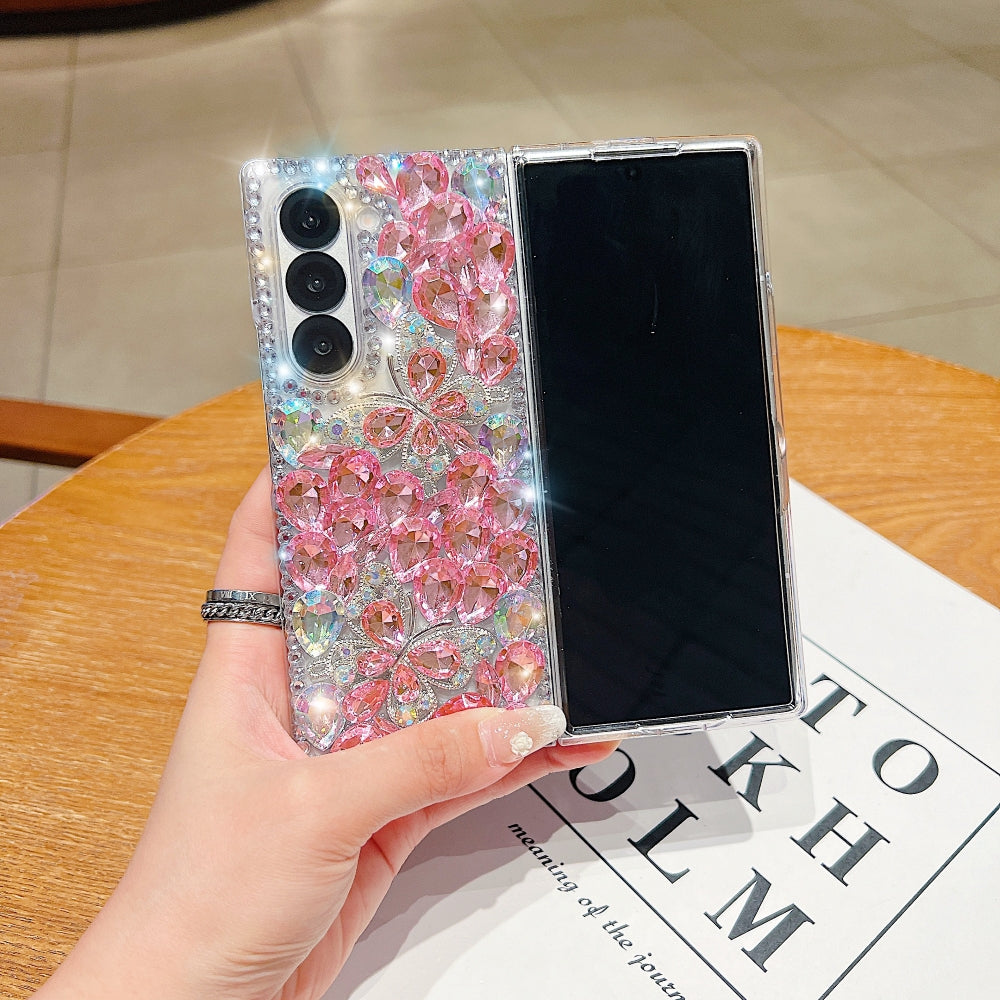 Full Covered Diamond and Butterfly Charm TPU (Soft) Phone Case | Mobile Cover - Samsung Z Fold 5