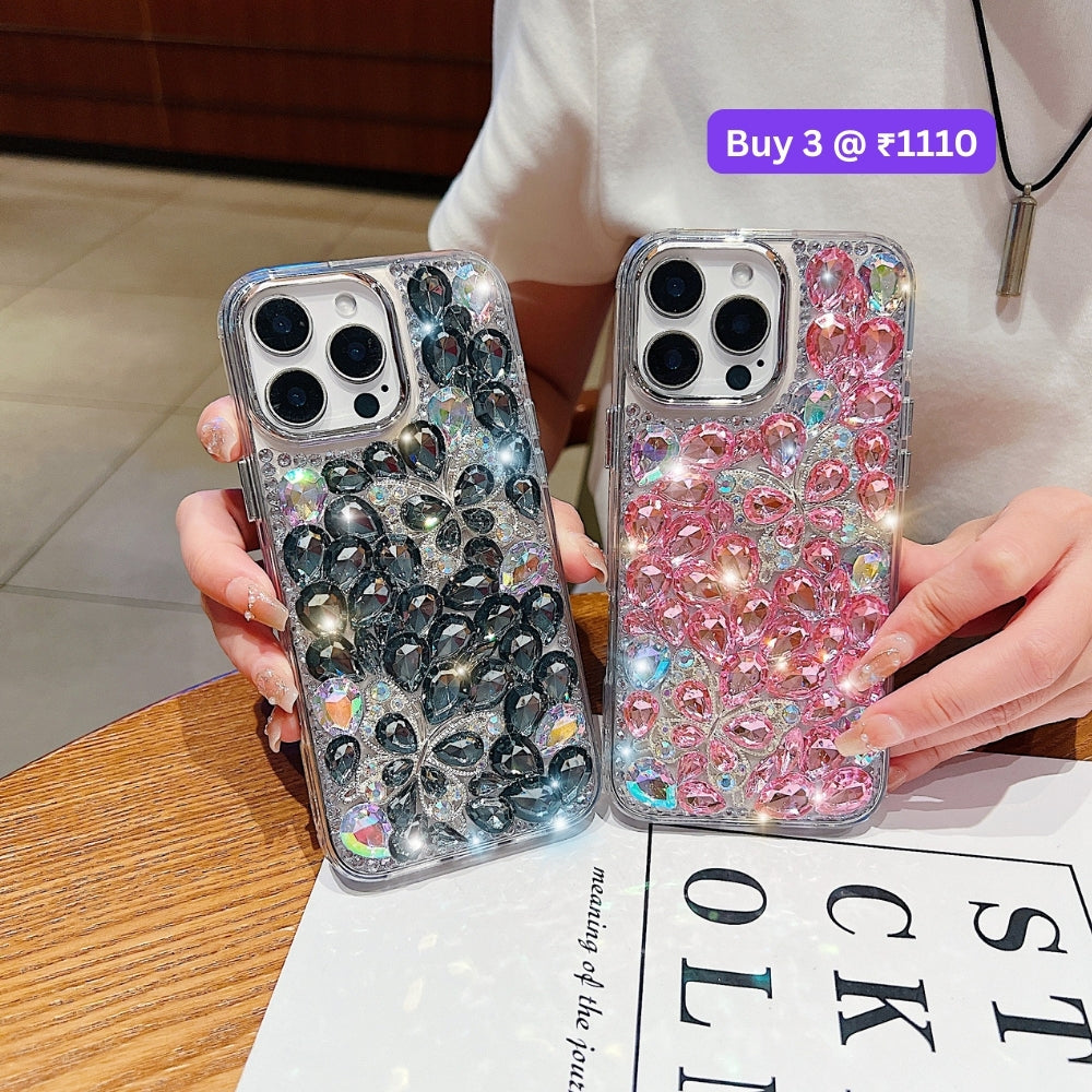 Full Covered Diamond and Butterfly Charm TPU (Soft) Phone Case | Mobile Cover - iPhone 13