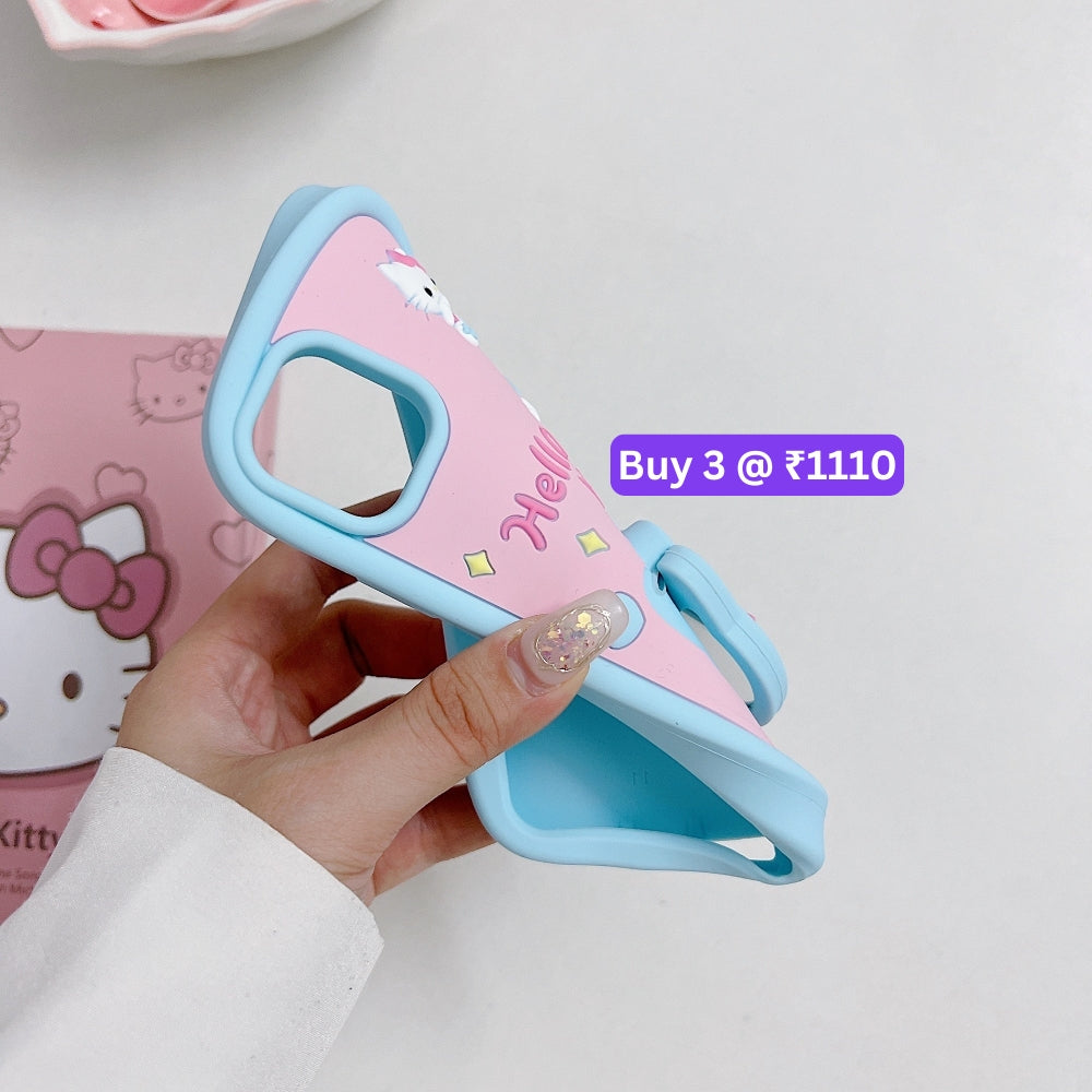 Full Protective Bow Cat Doll Flip Mirror Phone Case - iPhone 14 Pro