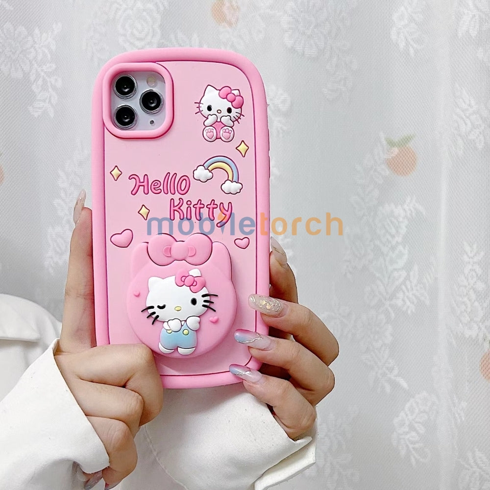 Full Protective Bow Cat Doll Flip Mirror Phone Case - iPhone 14 Pro Max