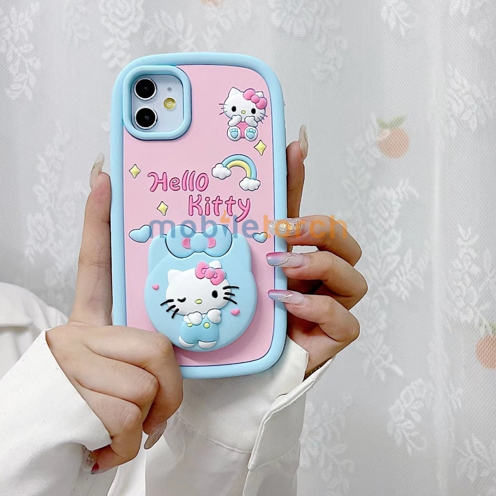Full Protective Bow Cat Doll Flip Mirror Phone Case - iPhone 14 Pro Max