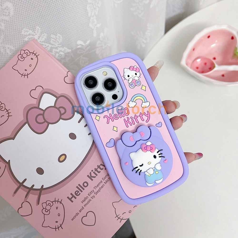 Full Protective Bow Cat Doll Flip Mirror Phone Case - iPhone 14 Pro Max