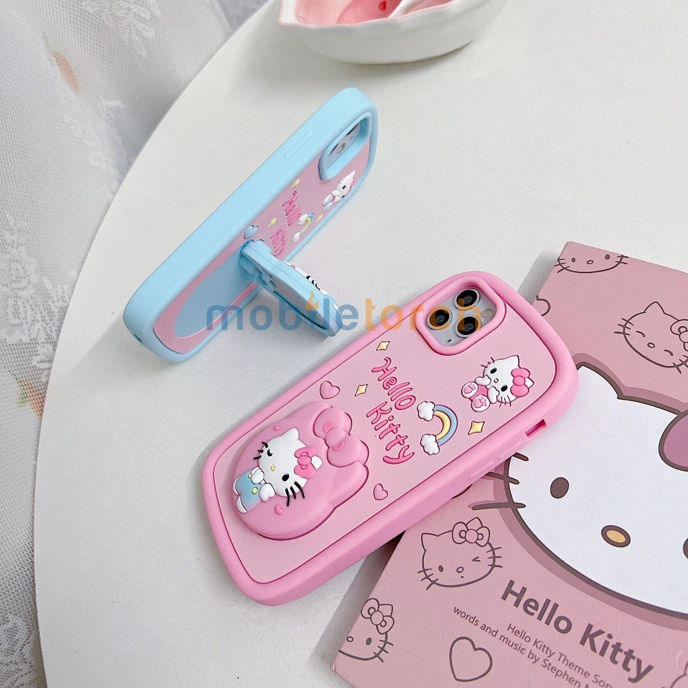 Full Protective Bow Cat Doll Flip Mirror Phone Case - iPhone 14 Pro Max