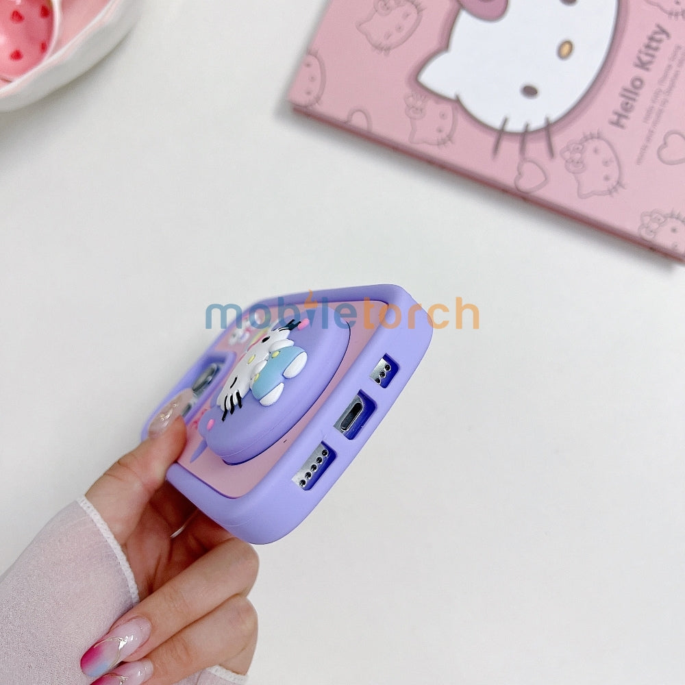 Full Protective Bow Cat Doll Flip Mirror Phone Case - iPhone 14 Pro Max