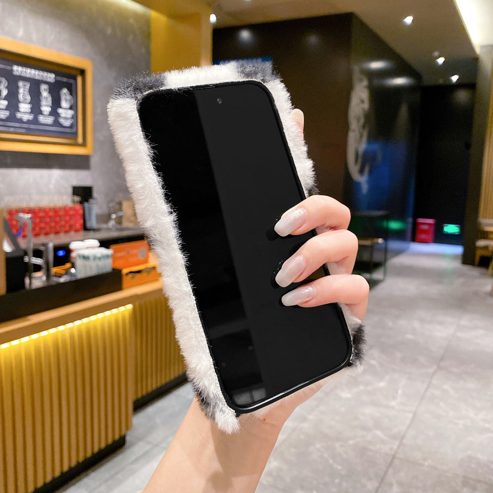 Fluffy Furry Pearl Anti-Fall Rabbit Pattern Case - Vivo Y36