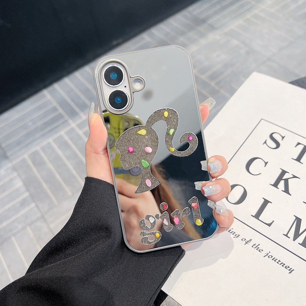 Girl Printed Graphic Mirror Phone Case - iPhone 15 Plus
