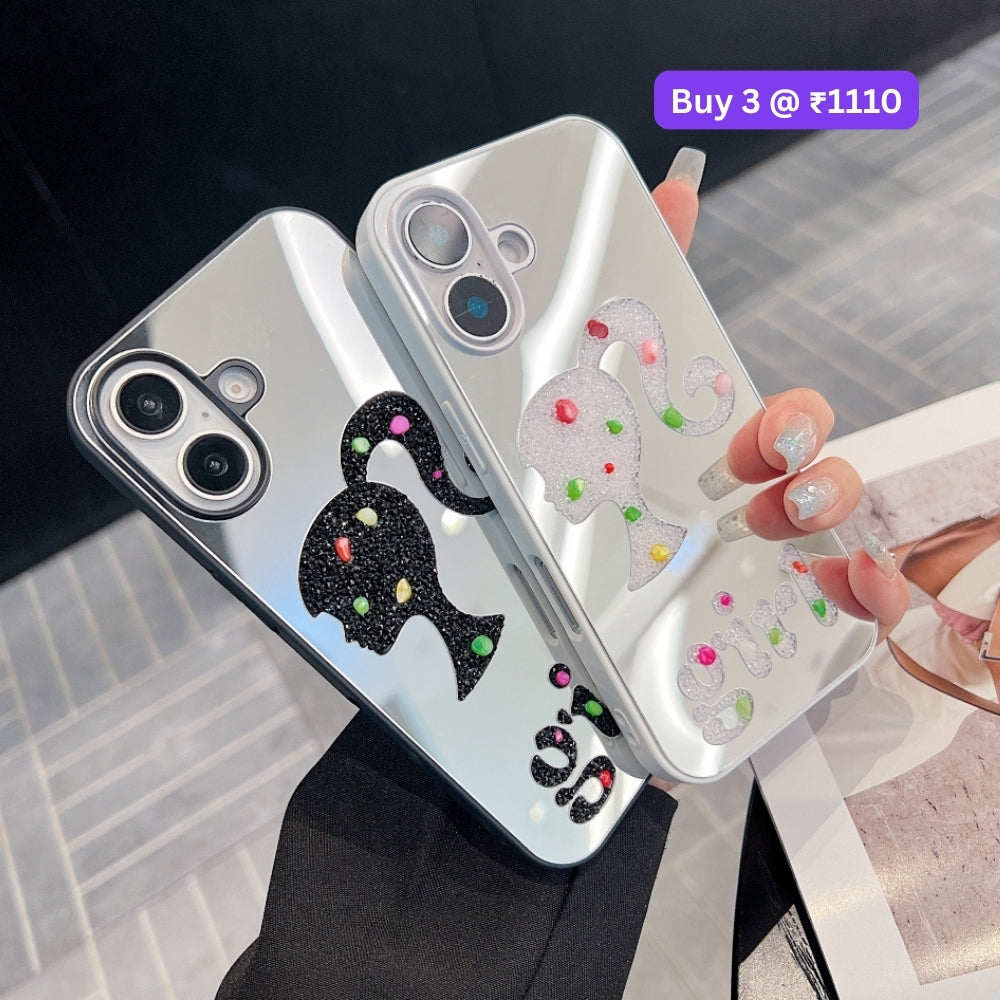 Girl Printed Graphic Mirror Phone Case - iPhone 16 Pro Max