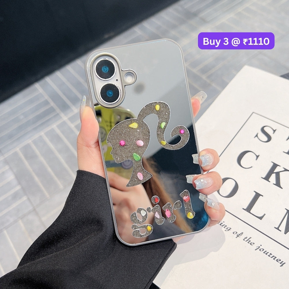 Girl Printed Graphic Mirror Phone Case - iPhone 16 Pro Max