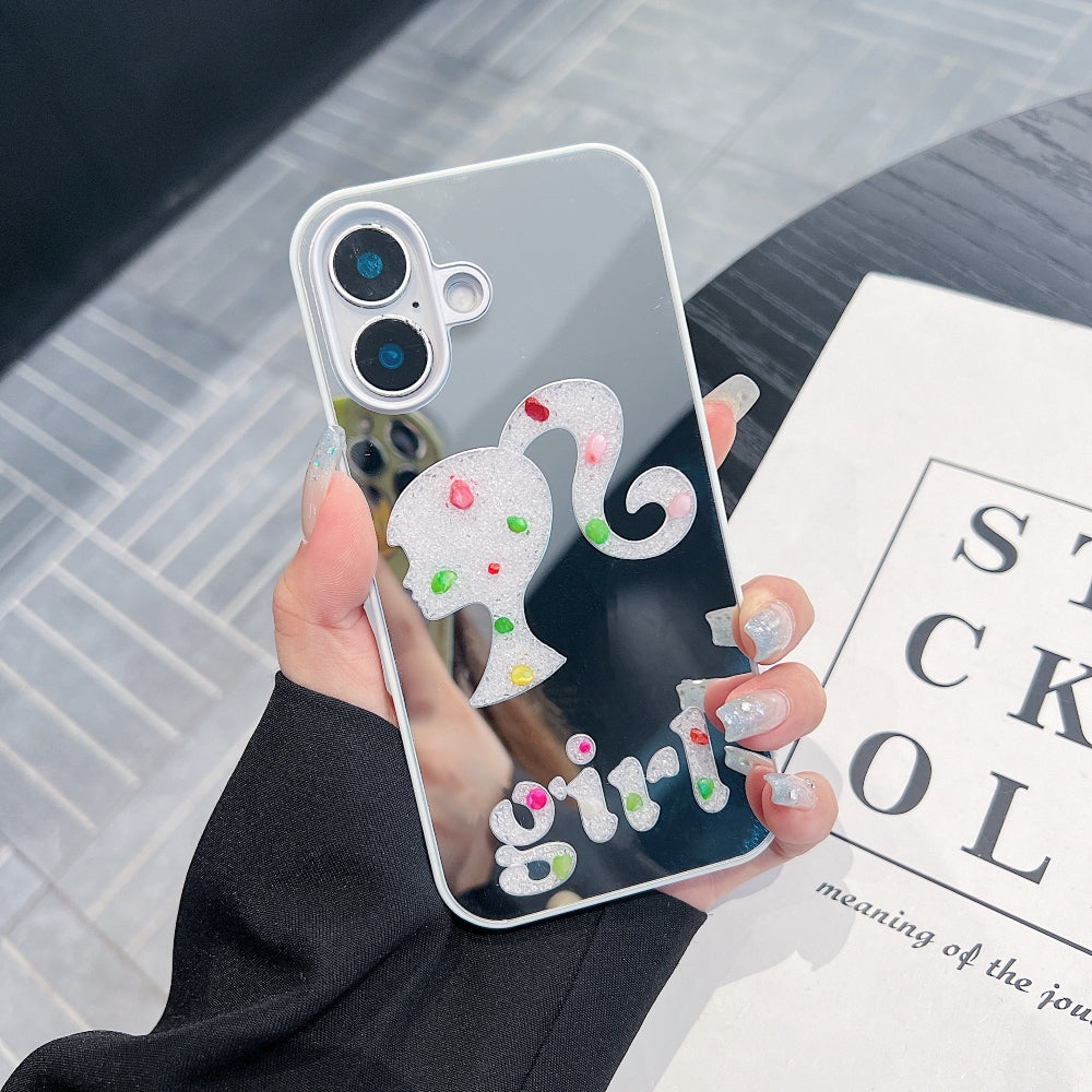 Girl Printed Graphic Mirror Phone Case - iPhone 15 Plus