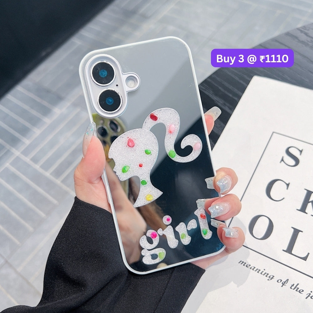 Girl Printed Graphic Mirror Phone Case - iPhone 16 Pro Max