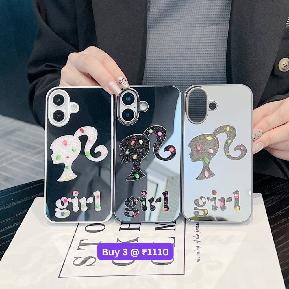 Girl Printed Graphic Mirror Phone Case - iPhone 16 Pro Max