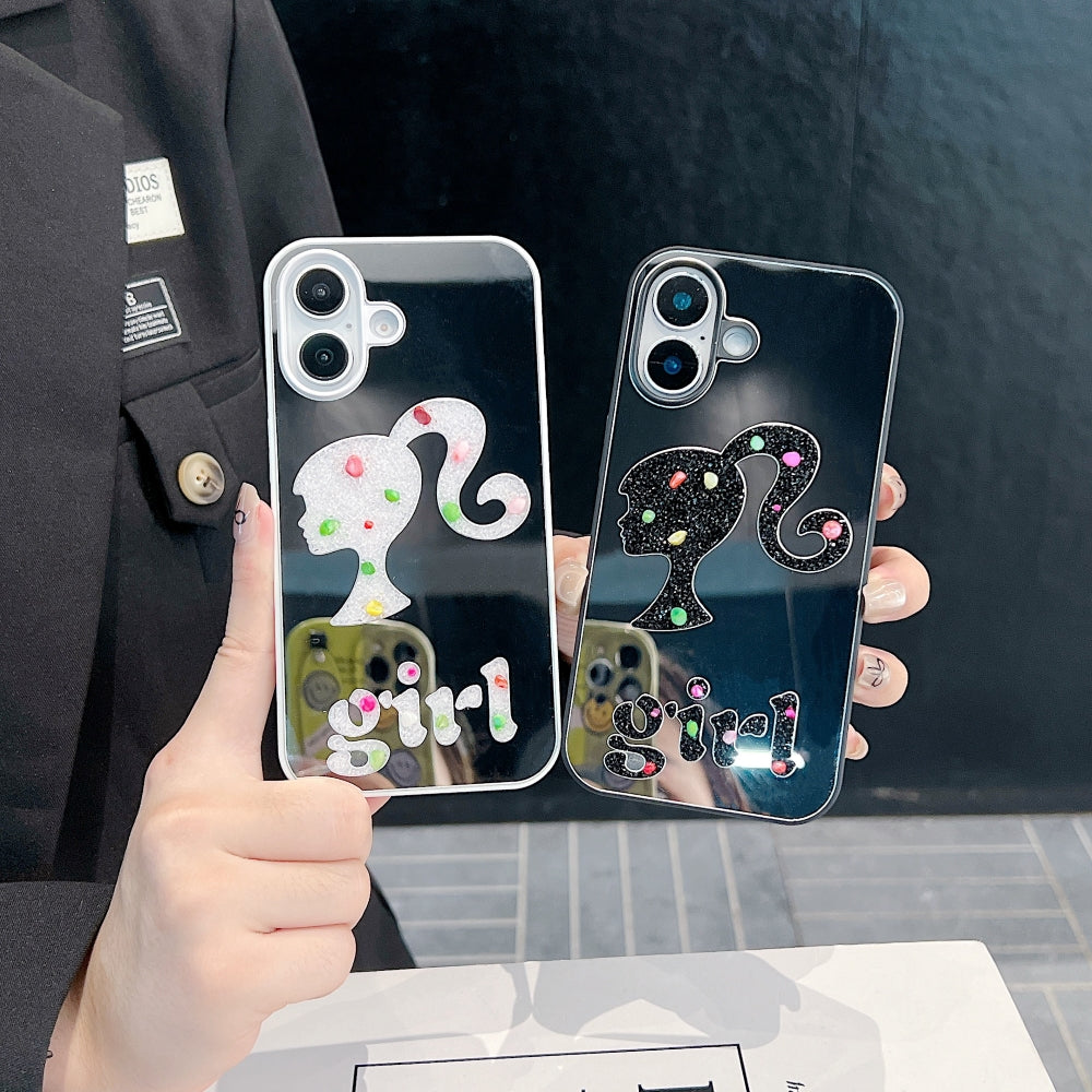 Girl Printed Graphic Mirror Phone Case - iPhone 15 Plus